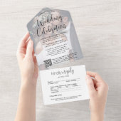 Hochzeitsfeier QR Code & Foto All In One Einladung (Abreißen)