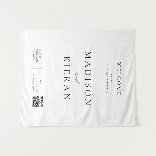 Hochzeitsfeier QR Code Signieren Grosses Gewebe Wandteppich (Vorderseite (Horizontal))