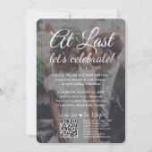 Hochzeitsfeier QR UAWG 2 Fotos & White Text Einladung (Vorderseite)