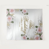 Hochzeitsfeier Rosa Blumengestein Silbergrau Elega Wandteppich (Vorderseite (Horizontal))