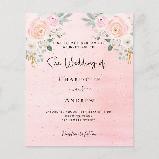 Hochzeitsfeier Rosa Blumenladen (Vorderseite)