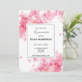 Hochzeitsfeier Rosa florale romantische Quinceaner Save The Date (Stehend Vorderseite)