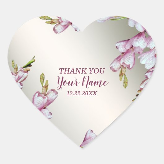 Hochzeitsfeier Rosa Weiße Blume Rustikales Elegant Herz-Aufkleber (Vorderseite)