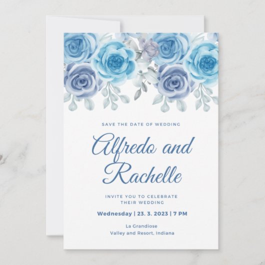 Hochzeitsfeier Rose Blühende Hochzeitsfeier Einladung (Vorderseite)