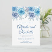 Hochzeitsfeier Rose Blühende Hochzeitsfeier Einladung (Stehend Vorderseite)