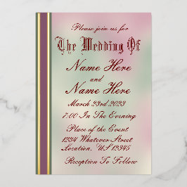 Hochzeitsfeier, Rose und Goldene Foil Einladung