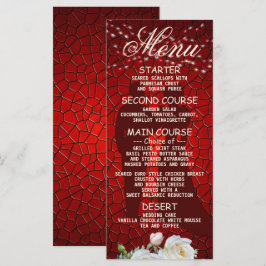 Hochzeitsfeier Rote Blüte Modernes Abendessen Menükarte