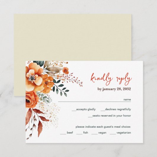 Hochzeitsfeier RSVP Karte (Vorne/Hinten)