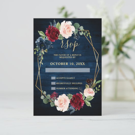 Hochzeitsfeier RSVP Karte (Stehend Vorderseite)