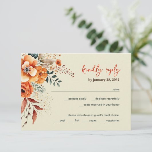 Hochzeitsfeier RSVP Karte (Stehend Vorderseite)