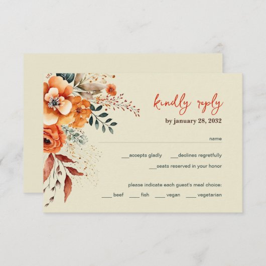 Hochzeitsfeier RSVP Karte (Vorne/Hinten)