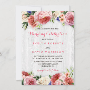 Hochzeitsfeier Rustikales, florales Chic White Woo Einladung