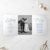 Hochzeitsfeier Saphir blau abstrakt Dreifach-gefaltete Programmkarte (Innenseite)