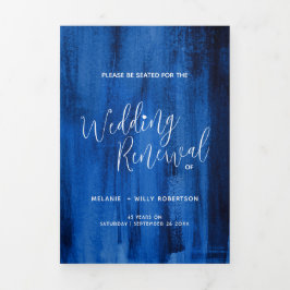 Hochzeitsfeier Saphir blau abstrakt Dreifach-gefaltete Programmkarte