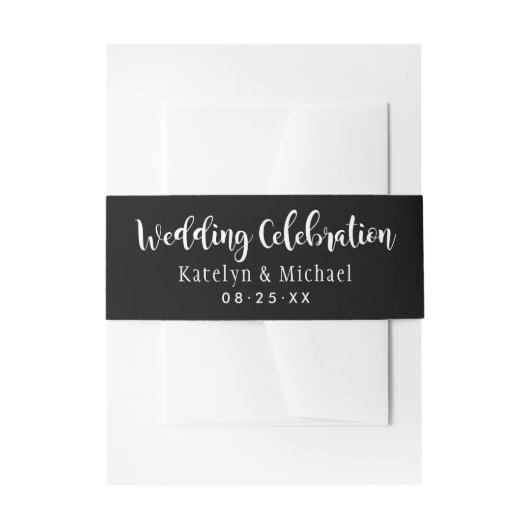 Hochzeitsfeier - Schwarz-Handschrift Einladungsbanderole (Vorderseite Beispiel)