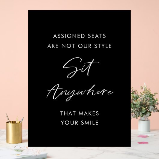 Hochzeitsfeier Schwarzer Sitz überall Acrylschild (Hochzeit)