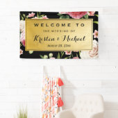 Hochzeitsfeier Schwarzes Gold Vintage Blüte Banner (Insitu)