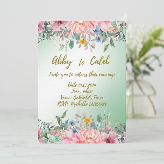 Hochzeitsfeier Set: Einladung (Stehend Vorderseite)