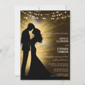 Hochzeitsfeier Silhouette bei Nachthochzeit Einladung (Vorderseite)