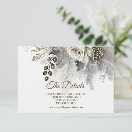 Hochzeitsfeier Silver Golden White Roses Blume Begleitkarte (Stehend Vorderseite)