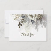 Hochzeitsfeier Silver Golden White Roses Blume Dankeskarte (Vorderseite)