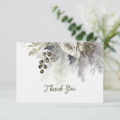Hochzeitsfeier Silver Golden White Roses Blume Dankeskarte (Stehend Vorderseite)
