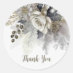 Hochzeitsfeier Silver Golden White Roses Blume Runder Aufkleber