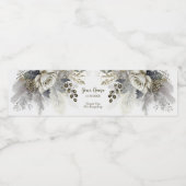 Hochzeitsfeier Silver Golden White Roses Blume Wasserflaschenetikett (Einzelnes Label)