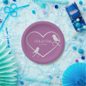 Hochzeitsfeier Silver Gray Heart Pink Elegant Pappteller (Party)