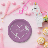 Hochzeitsfeier Silver Gray Heart Pink Elegant Pappteller (Party)