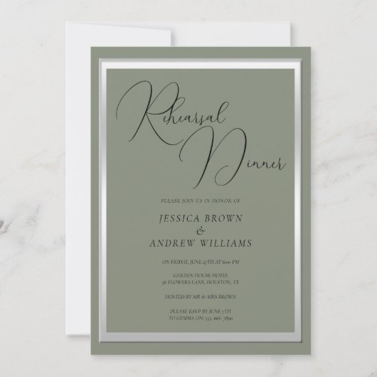 Hochzeitsfeier Silver Wedding Probe Dinner Einladung (Vorderseite)