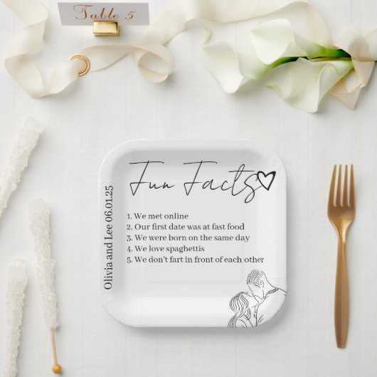 Hochzeitsfeier Spaß Fakten Name Hochzeit Pappteller (Hochzeit)