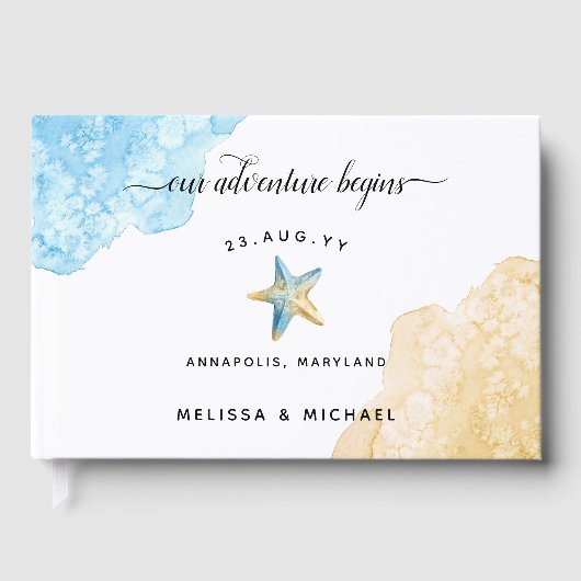 Hochzeitsfeier 🌊 Strand Gästebuch (Vorderseite)