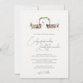 Hochzeitsfeier - Strandfeier in Wasserfarbe Einladung