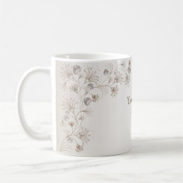 Hochzeitsfeier Tan Floral Herz Beige Elegant Kaffeetasse