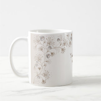 Hochzeitsfeier Tan Floral Herz Beige Elegant Kaffeetasse