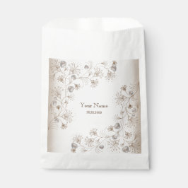 Hochzeitsfeier Tan Florales Herz Beige Elegant Geschenktütchen