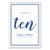 Hochzeitsfeier Tischnummer 10 Einfach Blau & Weiß (Vorderseite)