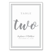 Hochzeitsfeier Tischnummer 2 einfach grau und weiß (Rückseite)
