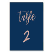 Hochzeitsfeier Tischnummer 2 von Navy & Rose Gold (Rückseite)