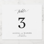 Hochzeitsfeier Tischnummer ganz einfach minimalist Schaumweinetikett (Einzelnes Label)