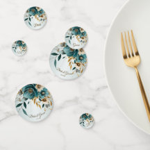 Hochzeitsfeier Türkis Weiße Blume Goldene Blätter