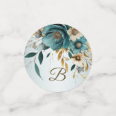 Hochzeitsfeier Türkis Weiße Blume Goldene Blätter Konfetti (Klein Vorderseite)