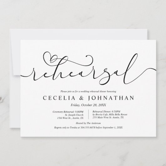 Hochzeitsfeier und Abendessen, modern und minimali Einladung (Vorderseite)