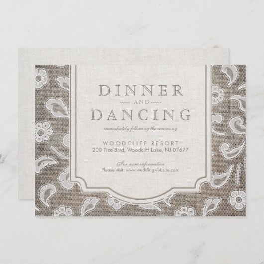 Hochzeitsfeier und rustikaler Empfang Begleitkarte (Vorne/Hinten)