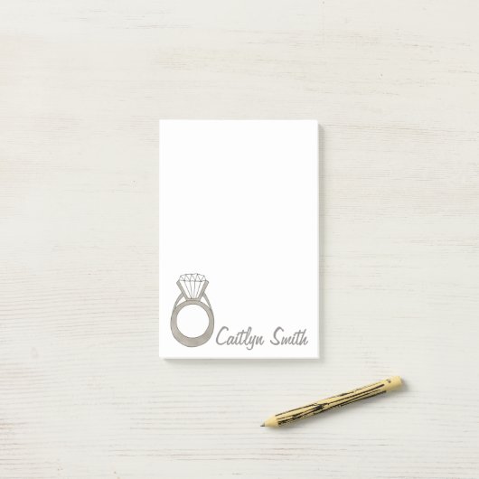 Hochzeitsfeier Verlobung Diamantring Brautparty Post-it Klebezettel (Auf Schreibtisch)