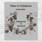 Hochzeitsfeier Vintage Weintrauben Weinetikett (Einzelnes Label)