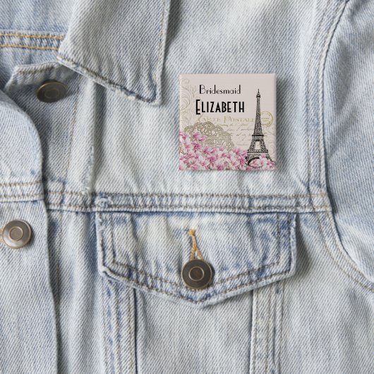 Hochzeitsfeier Vintager Eiffelturm Button (Beispiel)