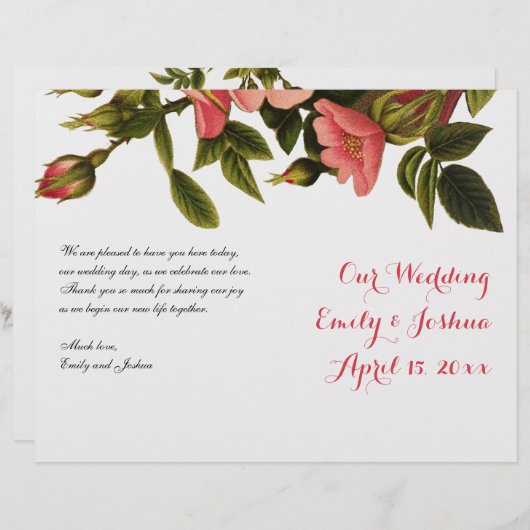 Hochzeitsfeier Vorlage Blumenprogramm Flyer (Vorne/Hinten)