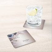 Hochzeitsfeier Wasserfarbe Pastellblau Beige Blume Rechteckiger Pappuntersetzer (Vor Ort)